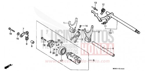 GEARSHIFT DRUM XRV650J de 1988